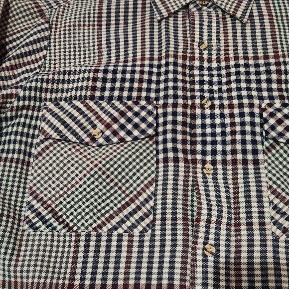 VTG 70s 80s Flannel Shirt Size M Multi Plaid Button Down Long Sleeve - Picture 3 of 6